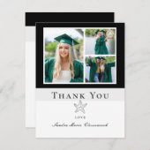 Fotocollage Nautische Zwarte Zeester Afstuderen Bedankkaart (Voorkant / Achterkant)