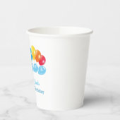 Fotocollage nummer 1 jongensnaam 1e verjaardag papieren bekers (Links)