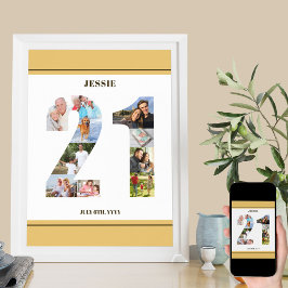 Fotocollage nummer 21 Neutraal 21e verjaardag Poster