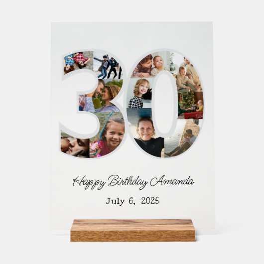 Fotocollage nummer 30 - 30e verjaardag acryl bord (Voorkant)