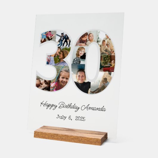 Fotocollage nummer 30 - 30e verjaardag acryl bord (Hoek)