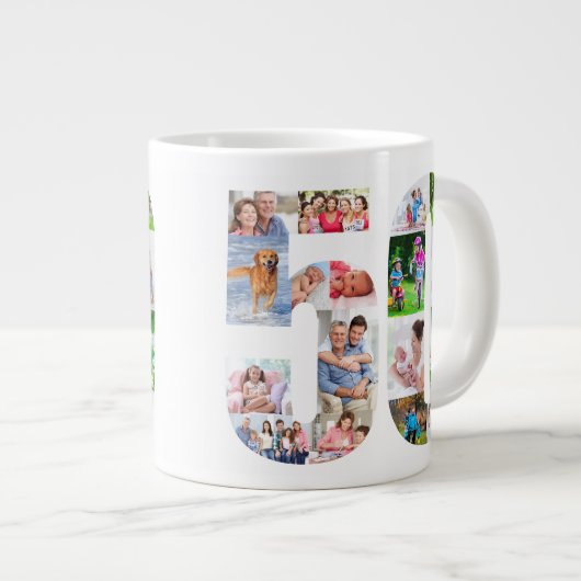 Fotocollage nummer 50 - 50ste verjaardag grote koffiekop (Voorkant rechts)