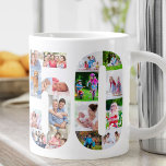 Fotocollage nummer 50 - 50ste verjaardag grote koffiekop<br><div class="desc">Gepersonaliseerde Giant Mok voor 50th Birthday. Creëer uw eigen fotocollage met uw favoriete foto's. Uw foto's worden automatisch weergegeven in de vorm van het nummer 50 aan beide zijden van de mok. De fotocollage bevat een mix van vierkante, portret- en landschapsmatige afbeeldingen om u een goede flexibiliteit te bieden bij...</div>