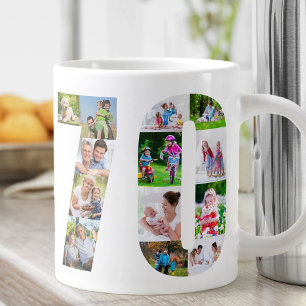 Fotocollage Nummer 70 - 70ste verjaardag Grote Koffiekop