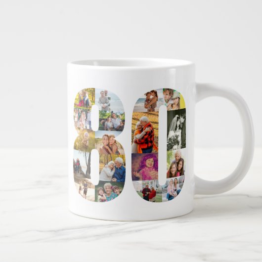 Fotocollage nummer 80 - 80ste verjaardag grote koffiekop (Rechts)