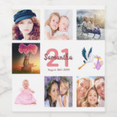 Fotocollage op 21e verjaardag wijn etiket (Enkel label)