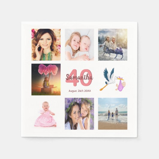 Fotocollage op 40e verjaardag servet (Voorkant)