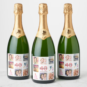 Fotocollage op 40e verjaardag sparkling wijnetiket