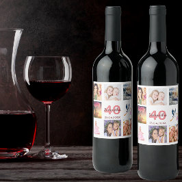 Fotocollage op 40e verjaardag wijn etiket
