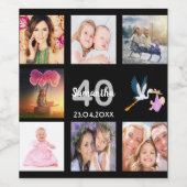 Fotocollage op 40e verjaardag zwart wijn etiket (Enkel label)