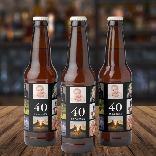 Fotocollage op 40e verjaardag zwarte man bier etiket