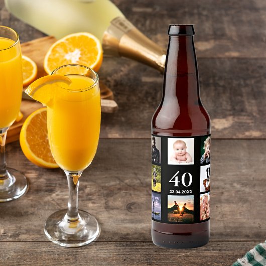 Fotocollage op 40e verjaardag zwarte man bier etiket