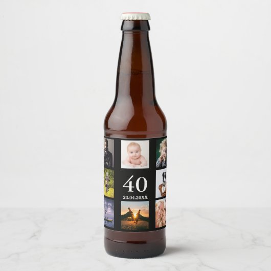 Fotocollage op 40e verjaardag zwarte man bier etiket (Voorkant)