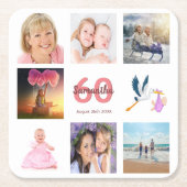 Fotocollage op 60e verjaardag kartonnen onderzetters (Voorkant)