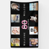 Fotocollage op 80e verjaardag foto-collage zwarte  spandoek (Verticaal)