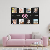 Fotocollage op 80e verjaardag foto-collage zwarte  spandoek