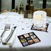 Fotocollage op 80e verjaardag zwarte man kartonnen onderzetters