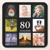 Fotocollage op 80e verjaardag zwarte man kartonnen onderzetters (Voorkant)