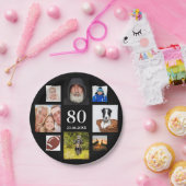 Fotocollage op 80e verjaardag zwarte man papieren bordje (Feest)