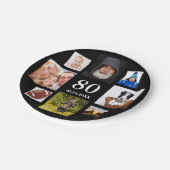 Fotocollage op 80e verjaardag zwarte man papieren bordje (Gekanteld)