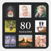 Fotocollage op 80e verjaardag zwarte man vierkante sticker (Voorkant)