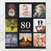 Fotocollage op 80e verjaardag zwarte man wijn etiket (Enkel label)