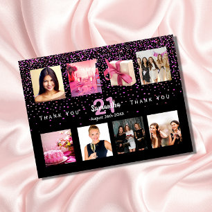 Fotocollage op feestdag zwart bedankt briefkaart