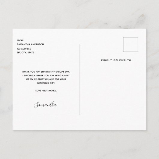 Fotocollage op feestdag zwart bedankt briefkaart (Achterkant)