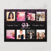Fotocollage op feestdag zwart bedankt briefkaart (Voorkant)