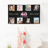 Fotocollage op het 40e verjaardagsfeestje zwarte v spandoek (Insitu)
