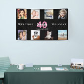 Fotocollage op het 40e verjaardagsfeestje zwarte v spandoek (Beurs)