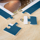 Fotocollage Op Maat Monogram Navyblauw Legpuzzel (Zijkant)