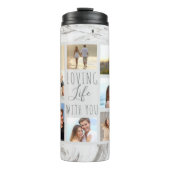 Fotocollage op wit en grijs marmer thermosbeker (Voorkant)