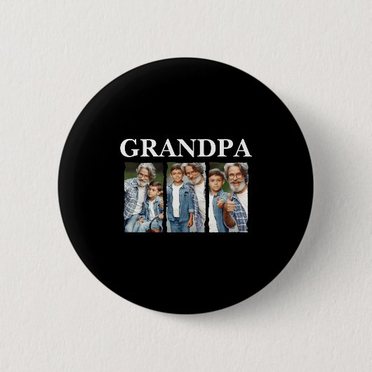 Fotocollage Opa D Cadeau Ronde Button 5,7 Cm (Voorkant)