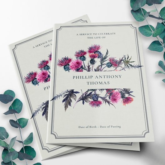 Fotocollage overlijdensbericht Schotse distel begr Programma