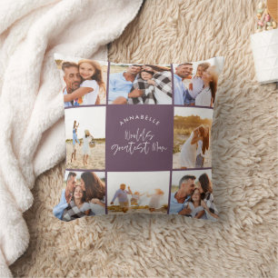 Fotocollage paarse meisjesmoderne moederdag kussen