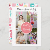 Fotocollage Paaseieren Bunny Pink Easter Brunch Kaart (Voorkant / Achterkant)