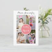 Fotocollage Paaseieren Bunny Pink Easter Brunch Kaart (Staand voorkant)