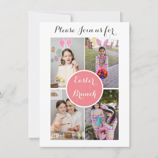 Fotocollage Paaseieren Bunny Pink Easter Brunch Kaart (Voorkant)
