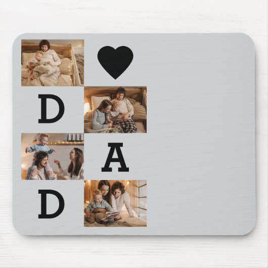 Fotocollage - Papa met hart | Vaderdag- Muismat (Voorkant)