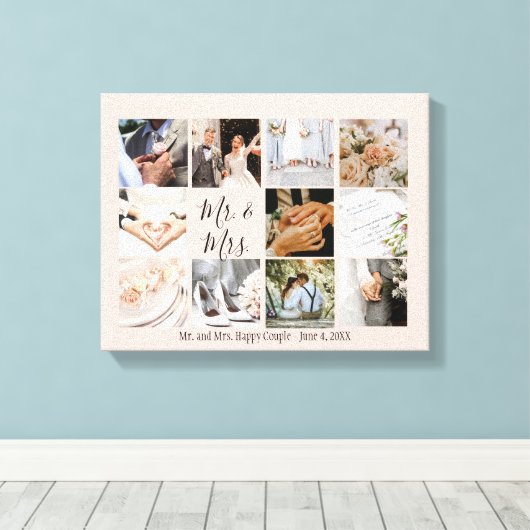 Fotocollage Passen getrouwd Creëer Uw eigen modern Canvas Afdruk (Insitu (Houten vloer))