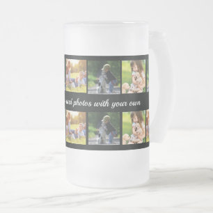 Fotocollage personaliseren en tekst van glas b matglas bierpul