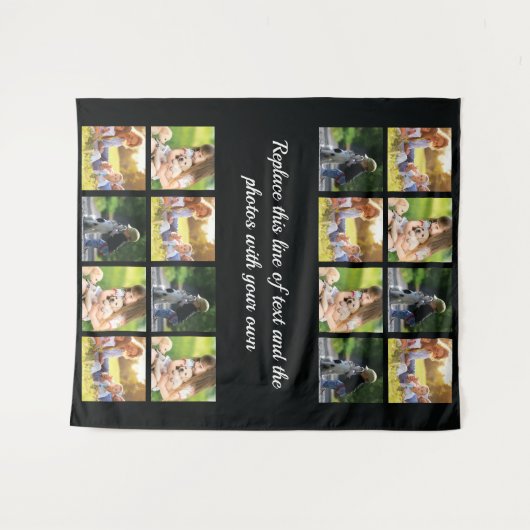 Fotocollage personaliseren en teksttapestry wandkleed (Voorkant (horizontaal))