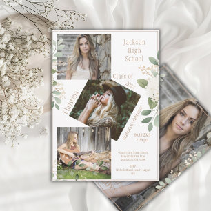 Fotocollage Persoonlijk 4 foto's Afstuderen Aankondiging