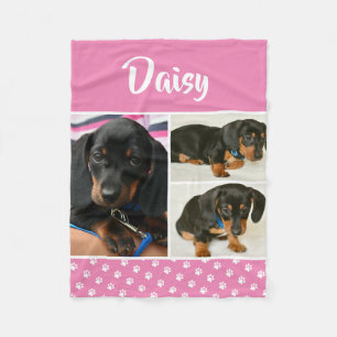  Fotocollage Pet Dog Naam Fleece Deken