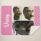  Fotocollage Pet Dog Naam Sherpa Deken (Voorkant (horizontaal))