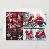 Fotocollage Red Plaid Merry Christmas Feestdagenkaart (Voorkant)