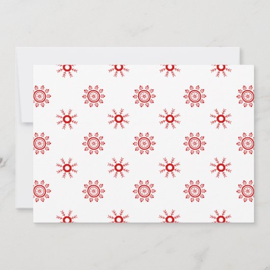 Fotocollage, rode sneeuwvlokken en kerstwensen feestdagenkaart (Achterkant)