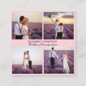 Fotocollage roze QR-code sociale media Vierkante Visitekaartje (Voorkant)