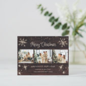 Fotocollage Rustic Wood Snowflake Feestdagenkaart (Staand voorkant)